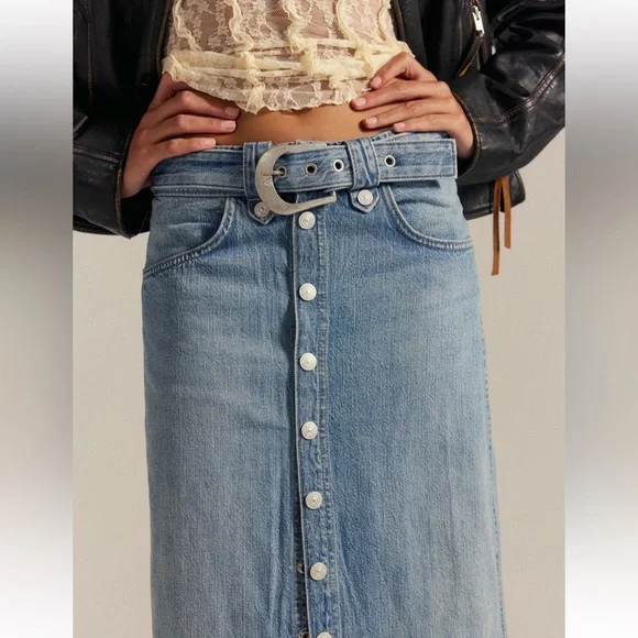 We The Free Astoria Denim Maxi Skirt Sz- 26